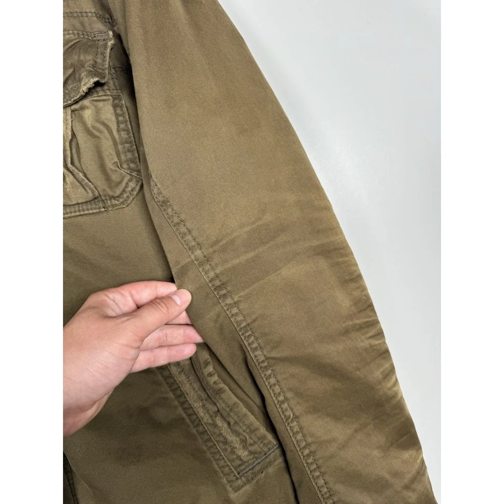 VTG Hollister Carpinteria Brown/Olive Faux Fur Lined Field Jacket L Distressed